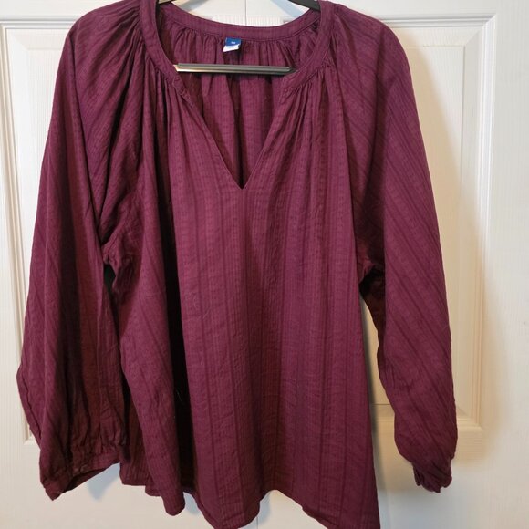 Old Navy Raspberry Peasant Blouse, size 2X - Picture 1 of 6